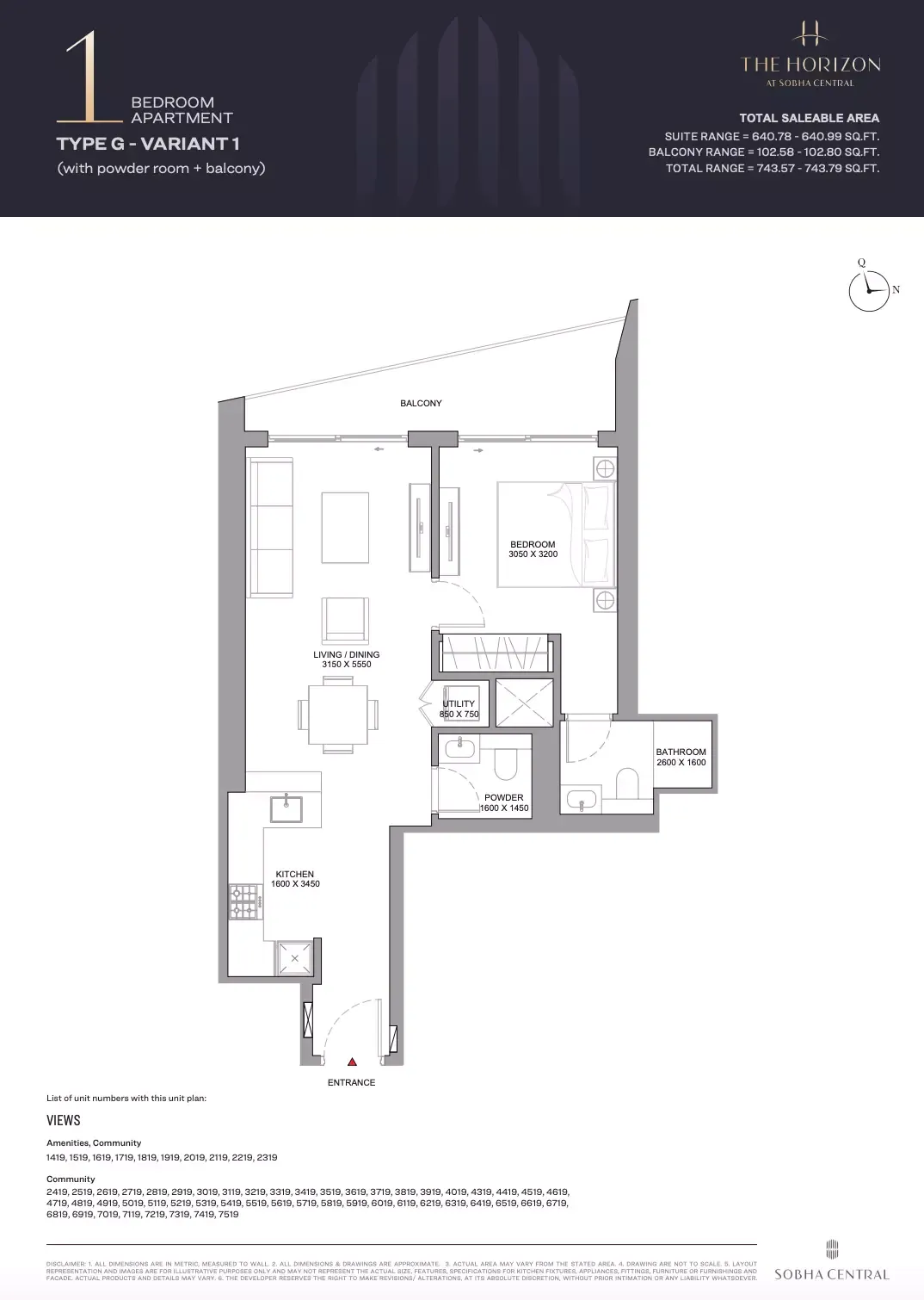 Floor plan for Type G Variant 1