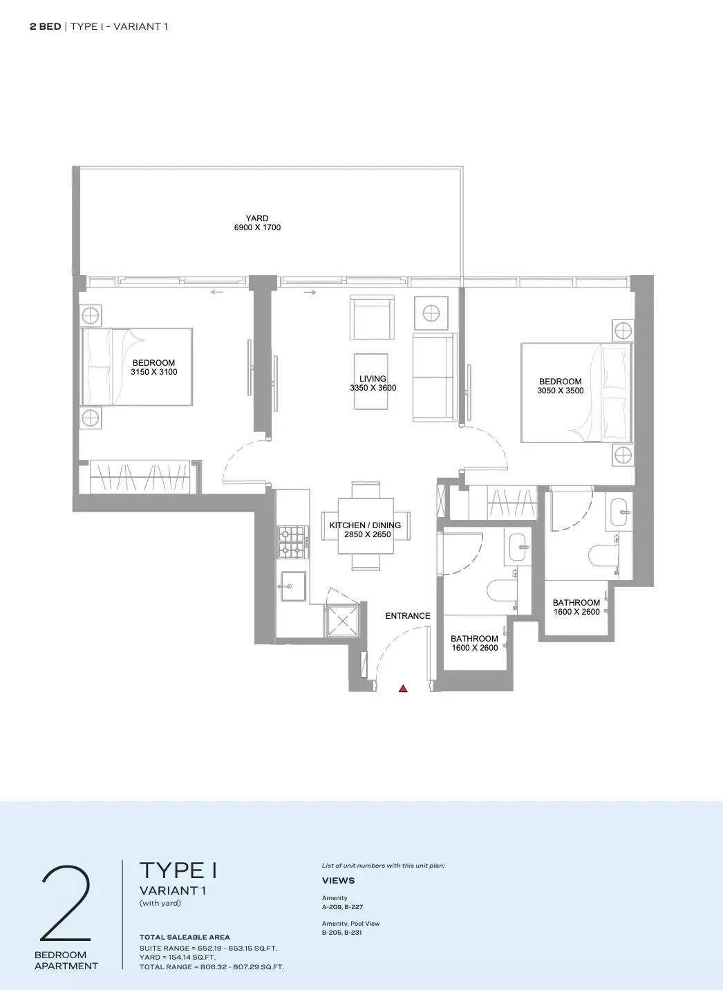 Floor plan for Type I- Variant 1