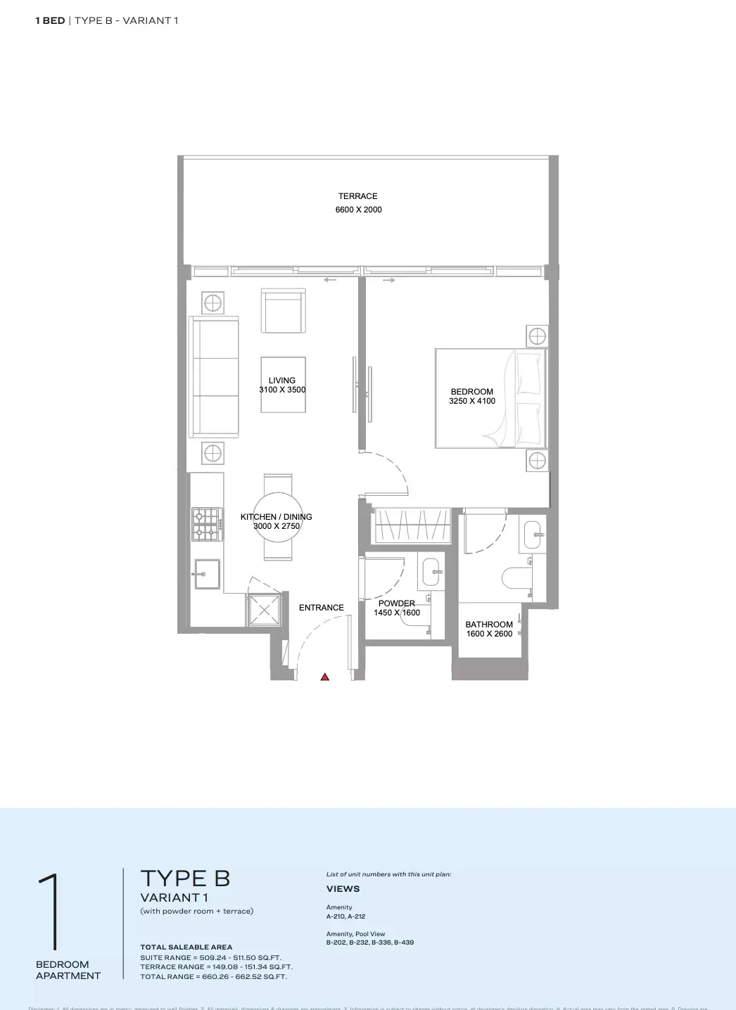Floor plan for Type B- Variant 1