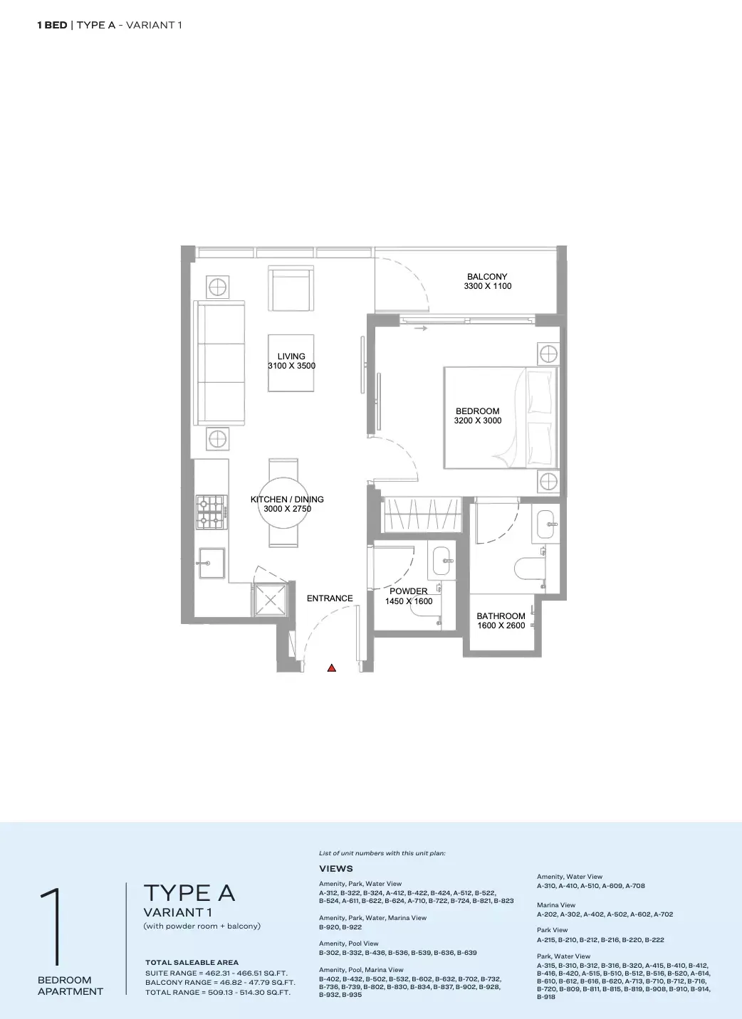 Floor plan for Type A- Variant 1