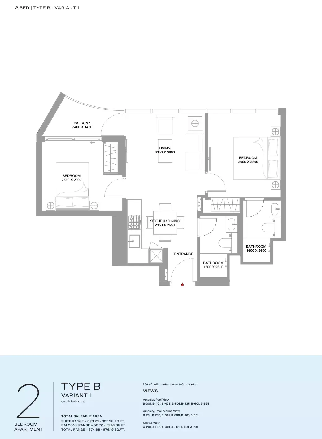 Floor plan for Type B- Variant 1