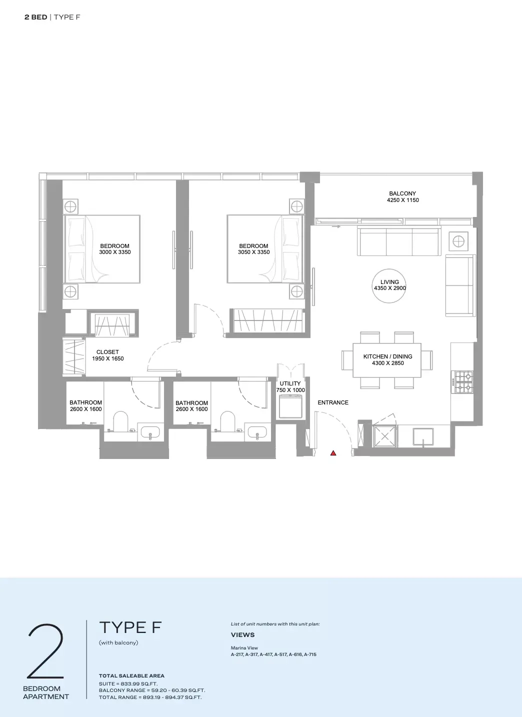 Floor plan for Type F