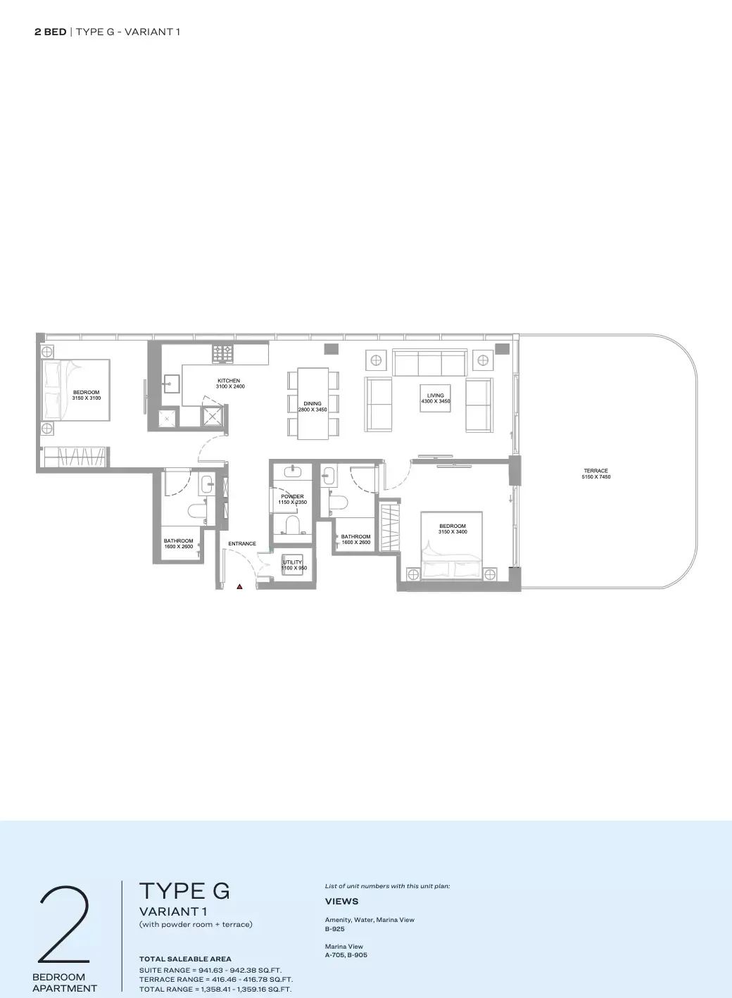 Floor plan for Type G- Variant 1