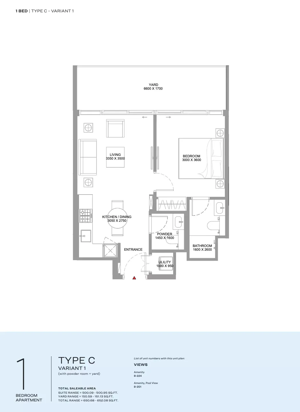 Floor plan for Type C- Variant 1