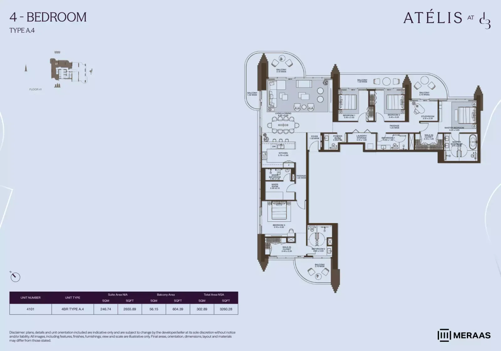 Floor plan for Type A4