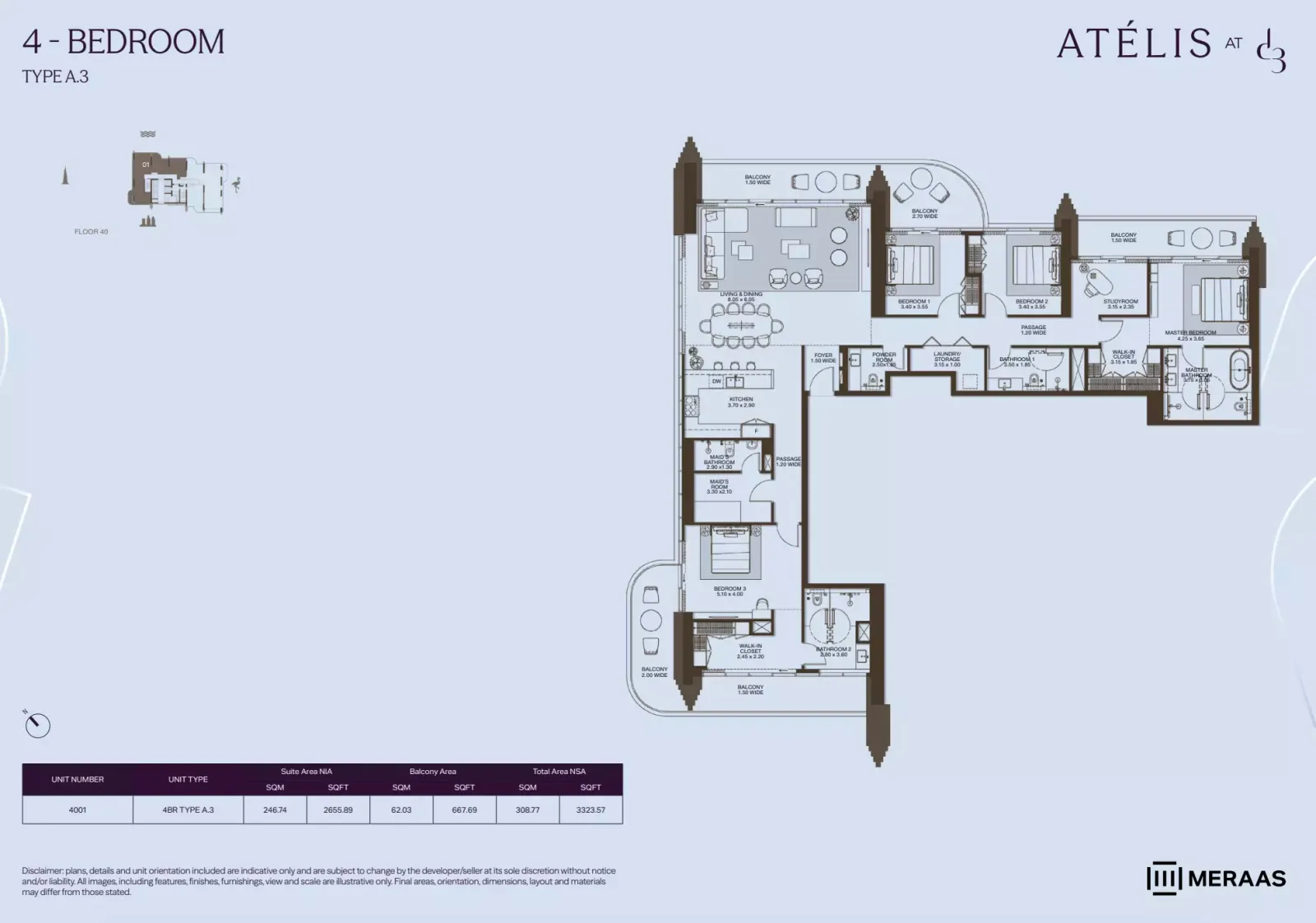 Floor plan for Type A3