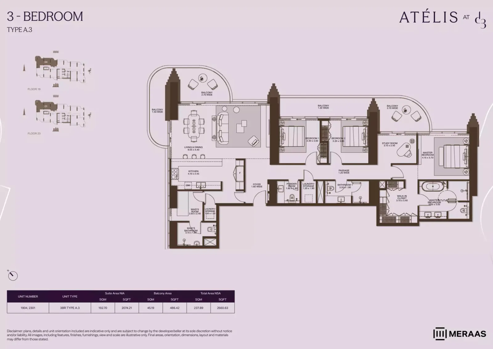 Floor plan for Type A3