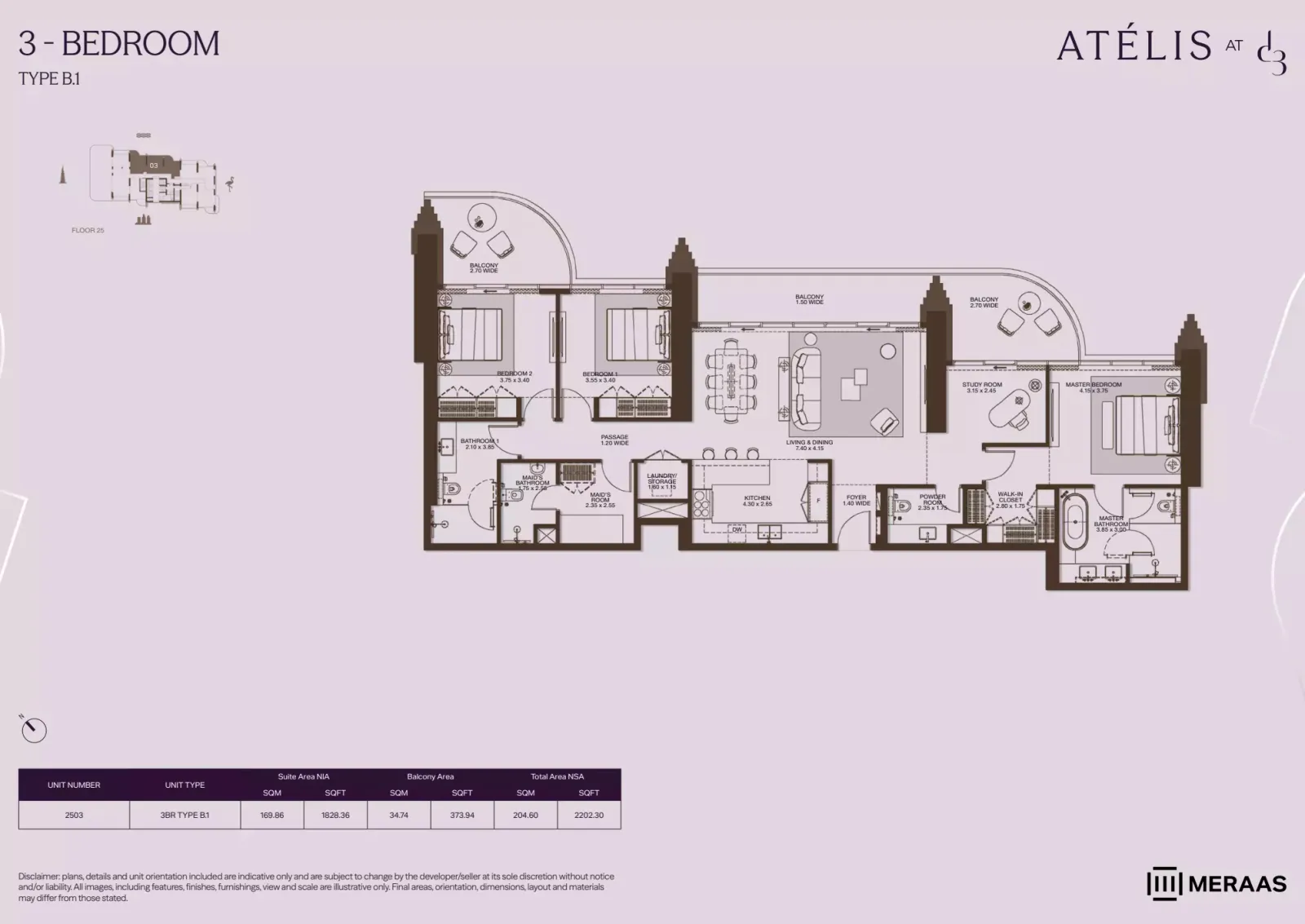 Floor plan for Type B1