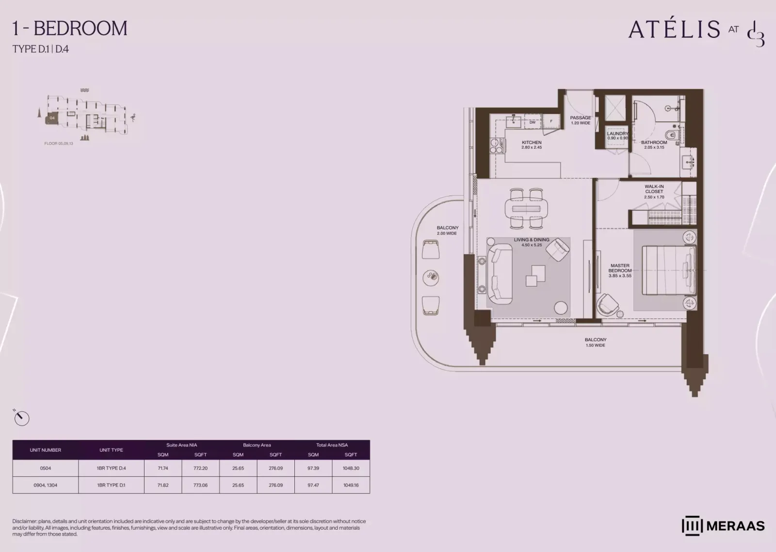 Floor plan for Type D1
