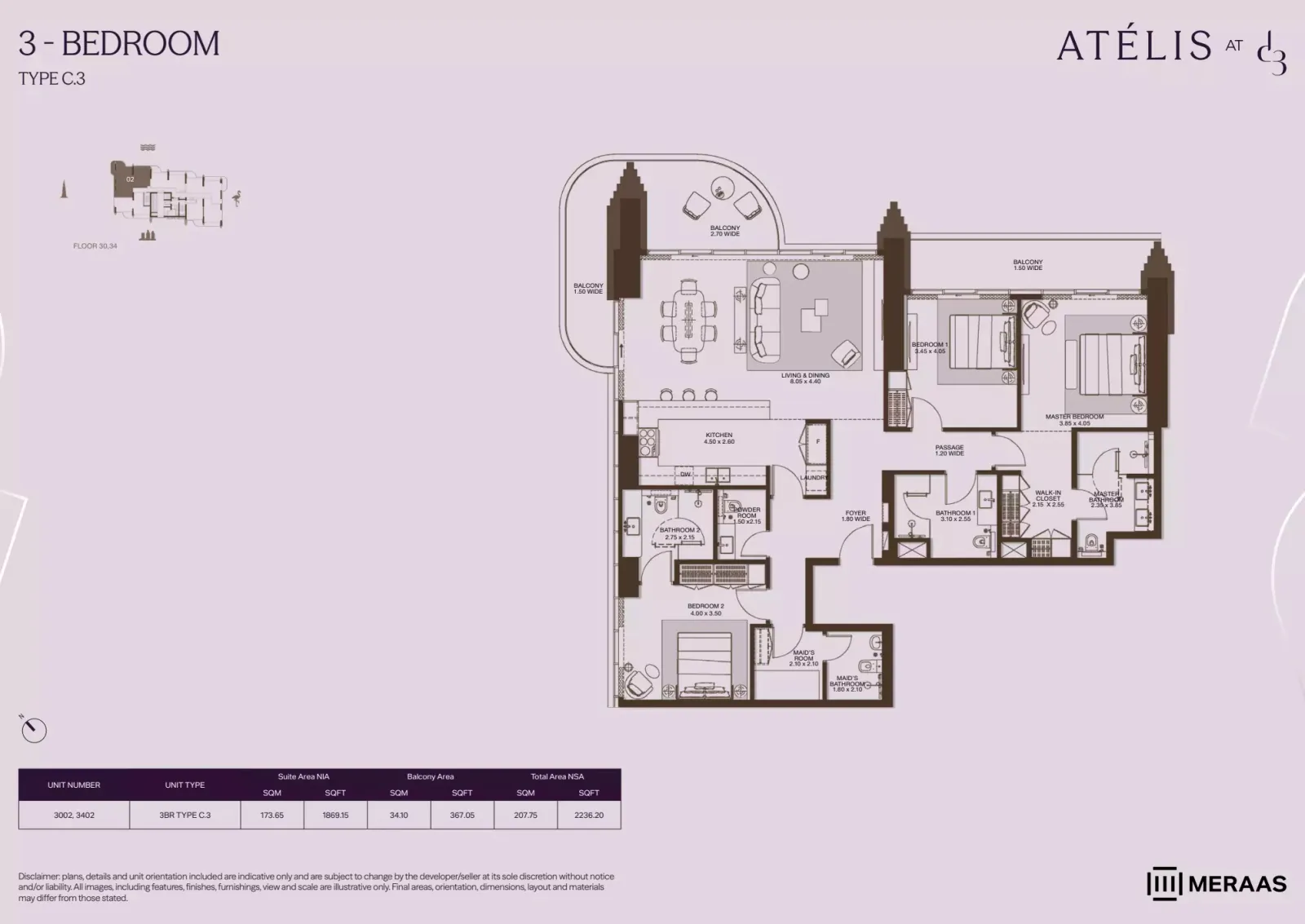 Floor plan for Type C3