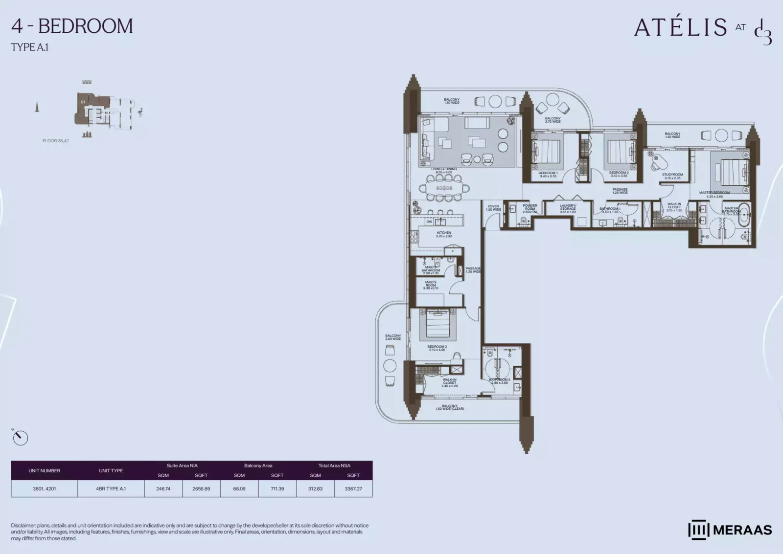 Floor plan for Type A1