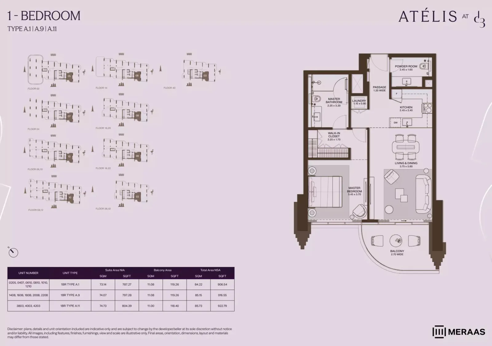 Floor plan for Type A1