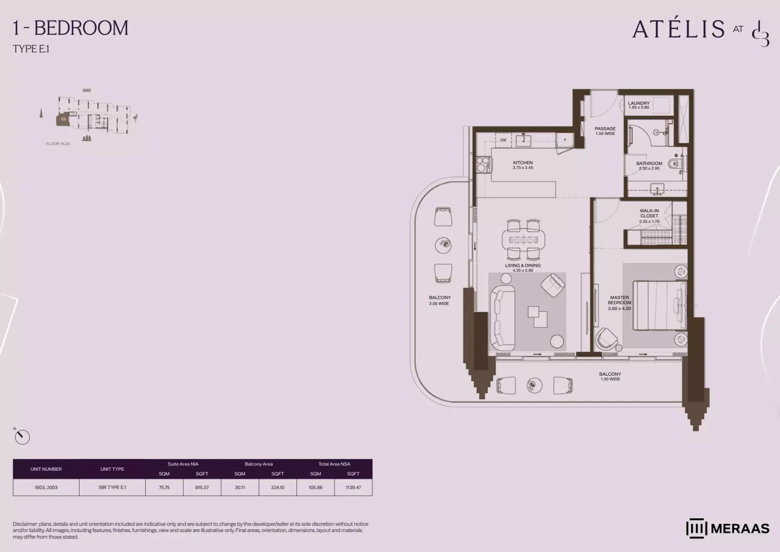Floor plan for Type E1