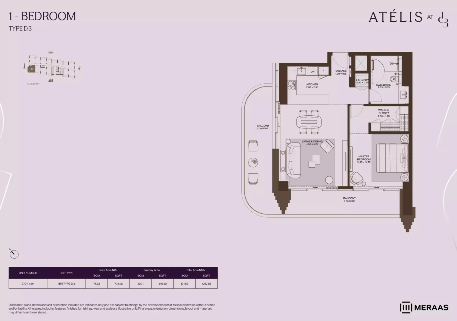 Floor plan for Type D3