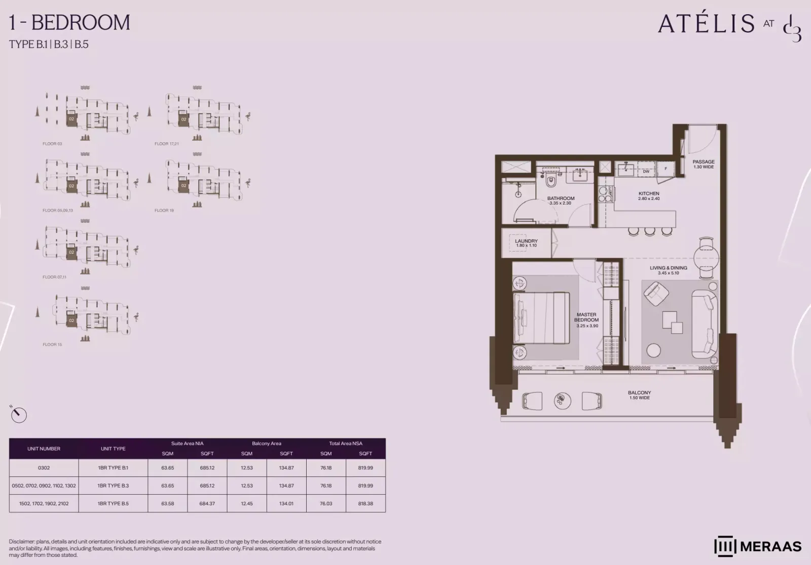 Floor plan for Type B1