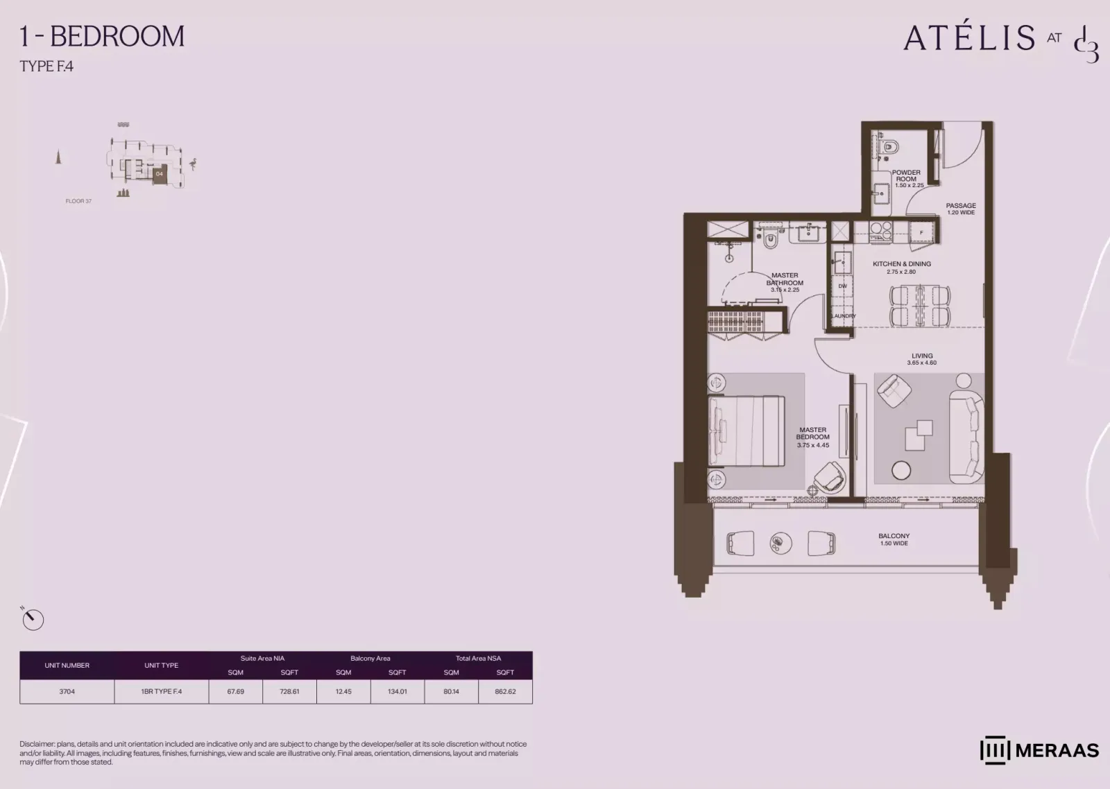 Floor plan for Type F4