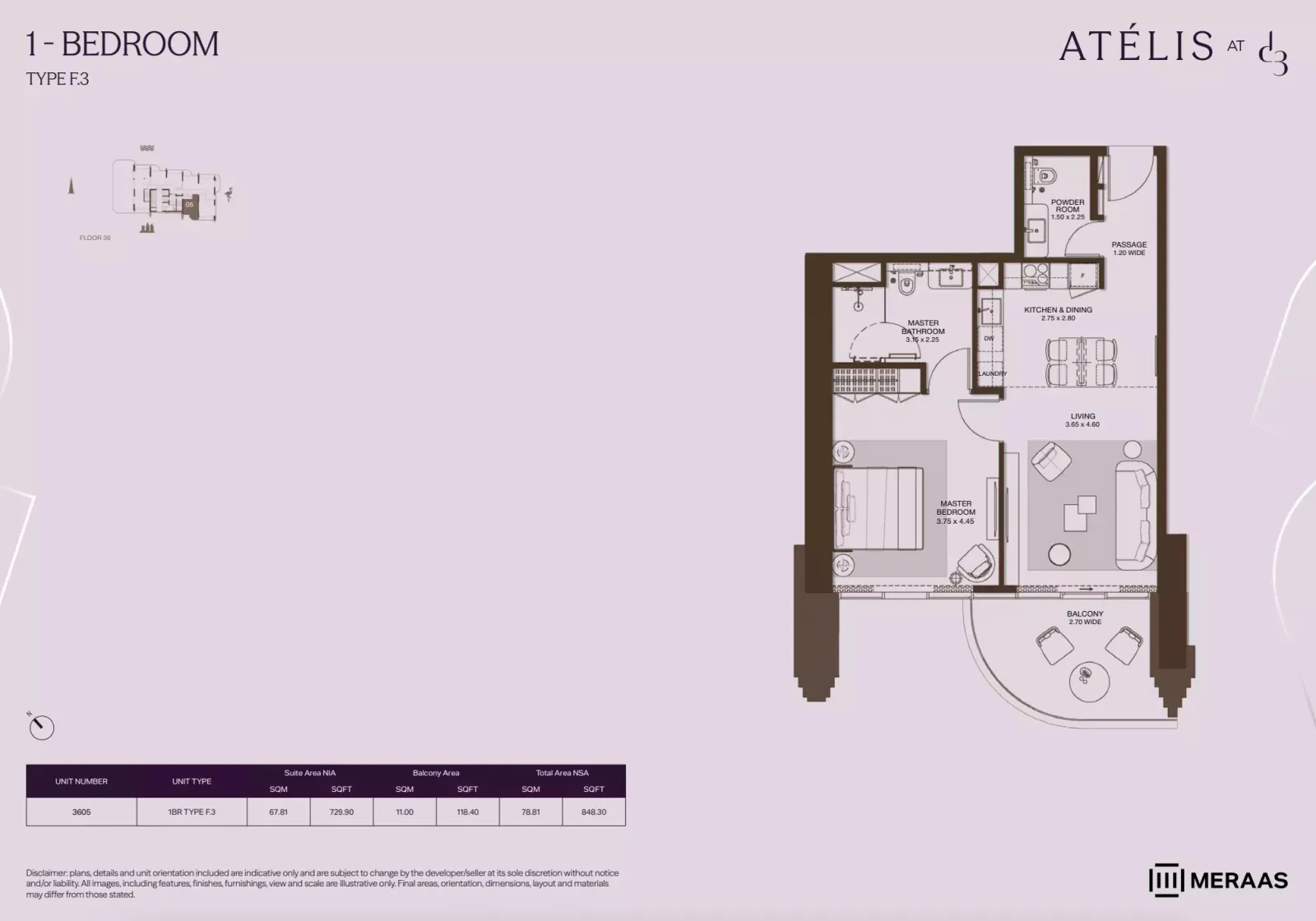 Floor plan for Type F3