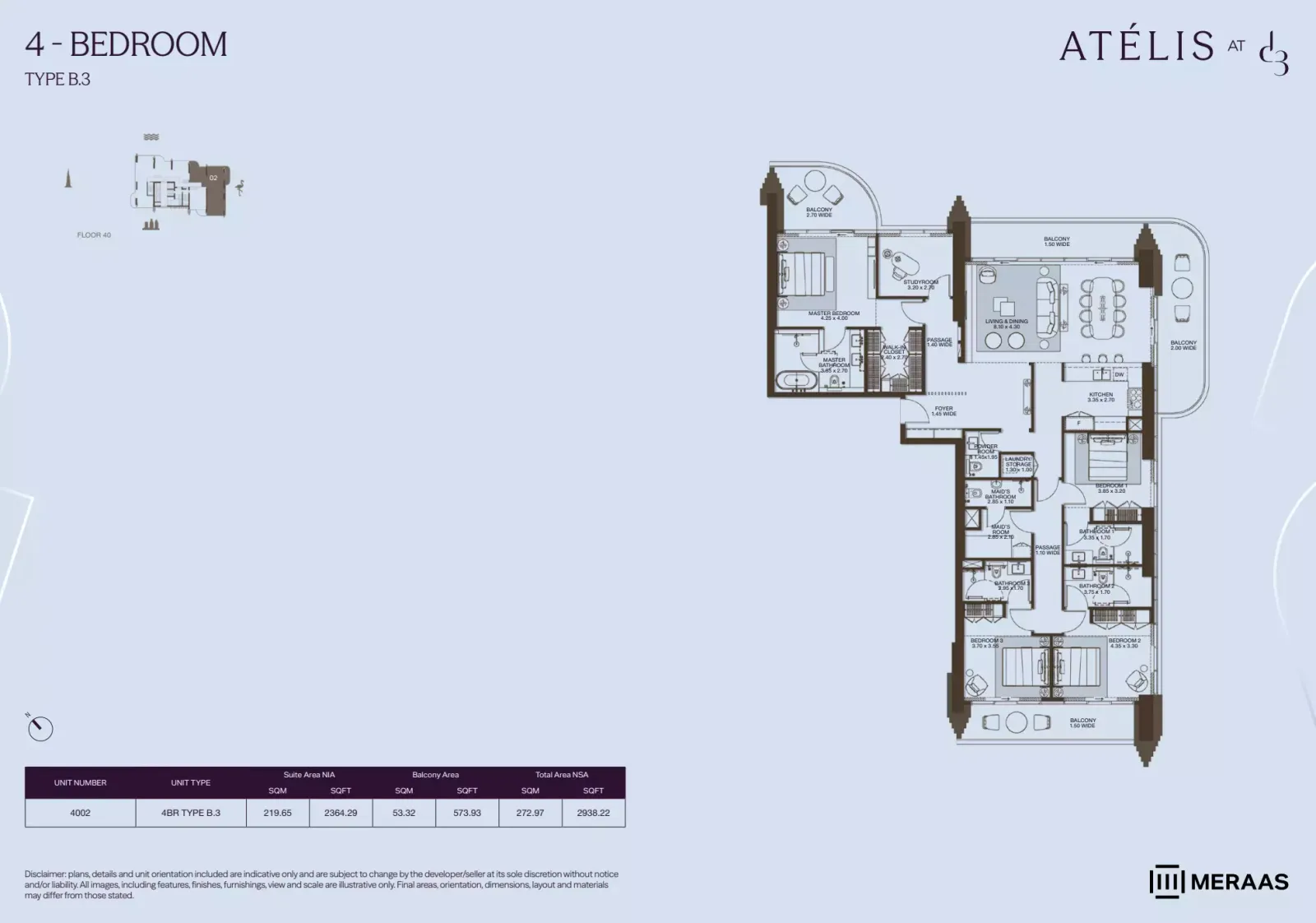 Floor plan for Type B3