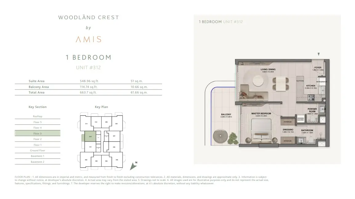 Floor plan for Unit 312