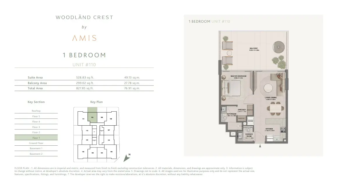 Floor plan for Unit 110