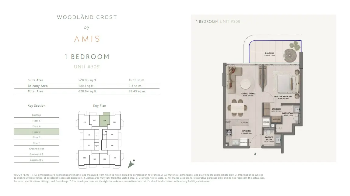 Floor plan for Unit 309