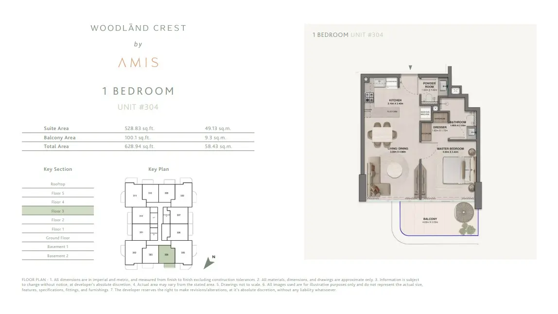 Floor plan for Unit 304