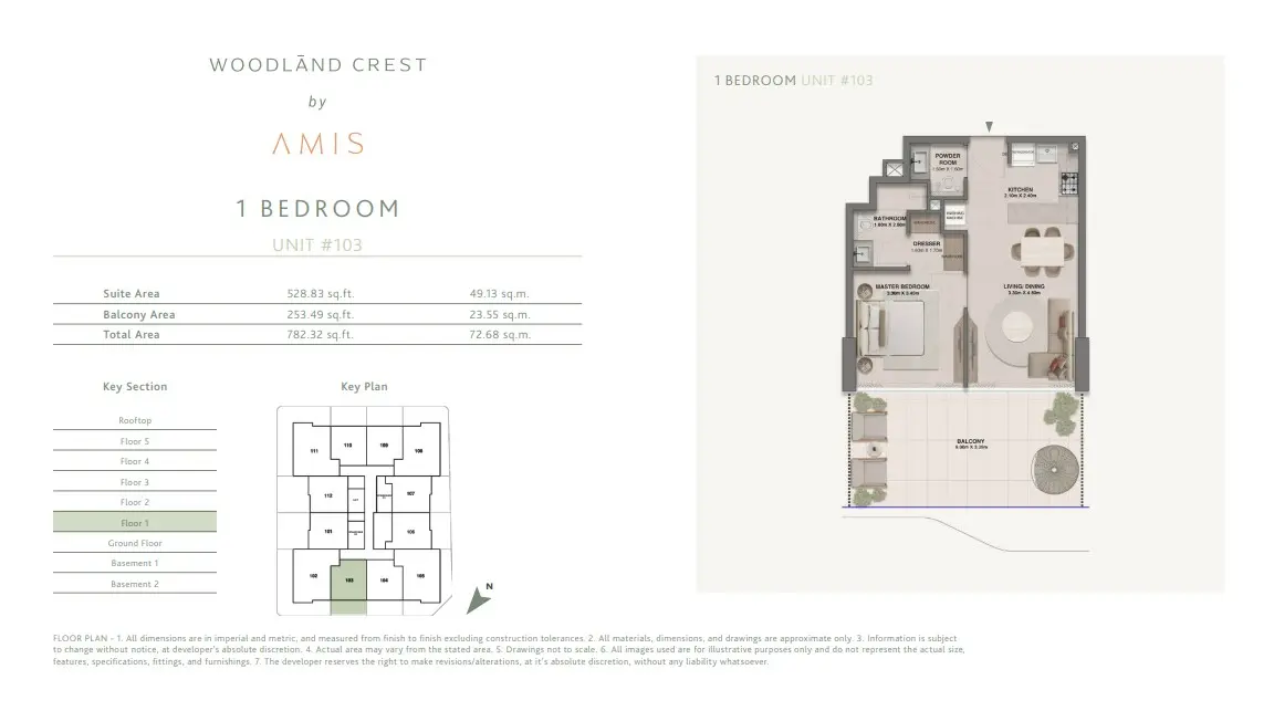 Floor plan for Unit 103