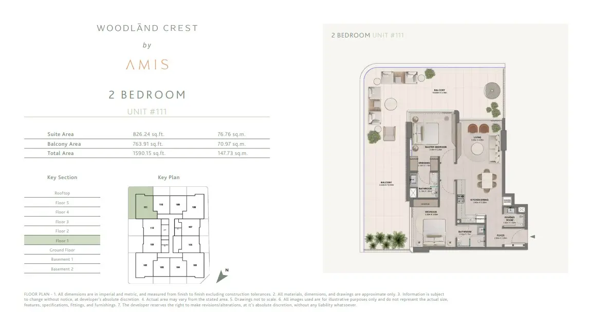 Floor plan for Unit 111