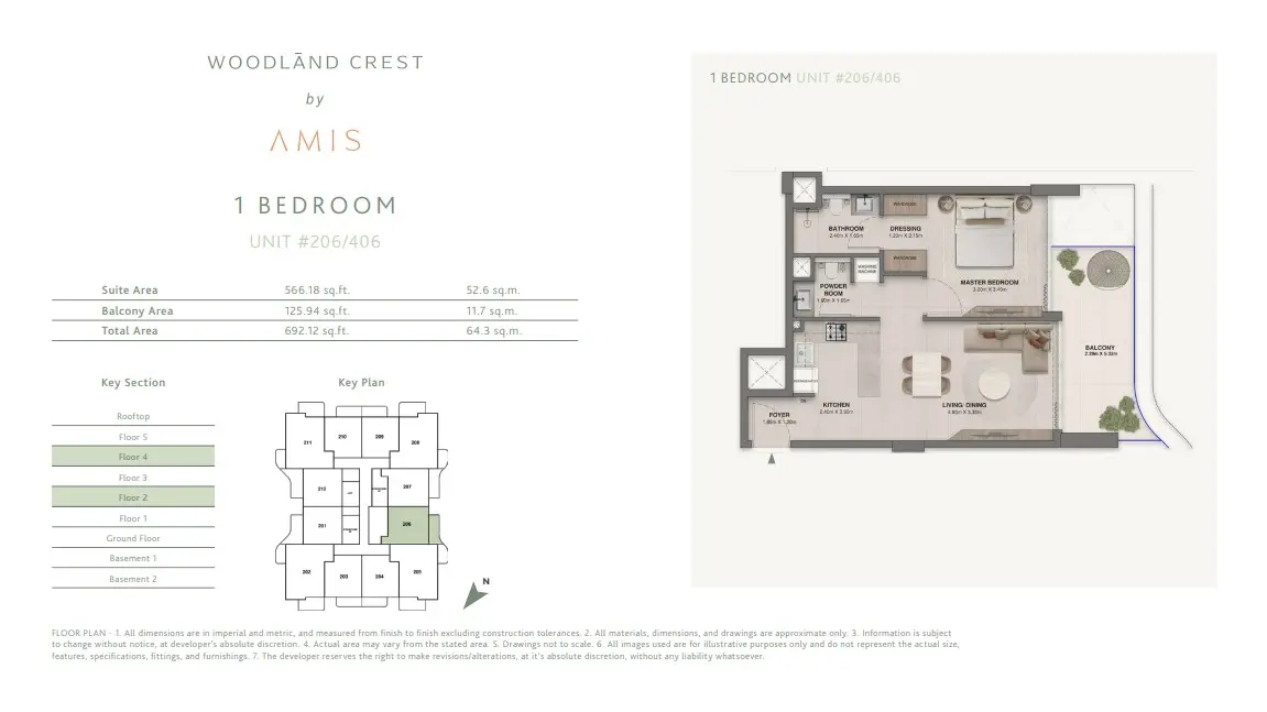 Floor plan for Unit 206/406