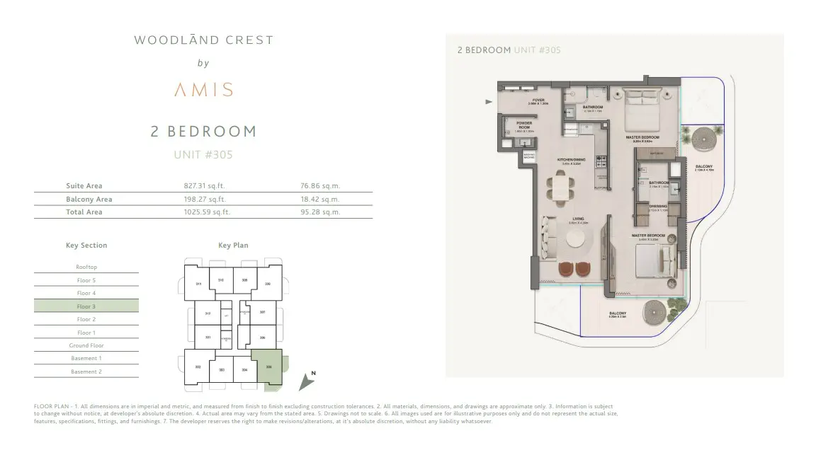 Floor plan for Unit 305