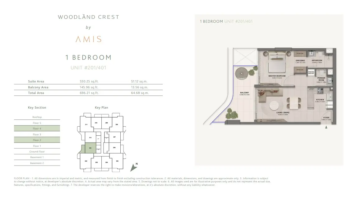 Floor plan for Unit 201/401