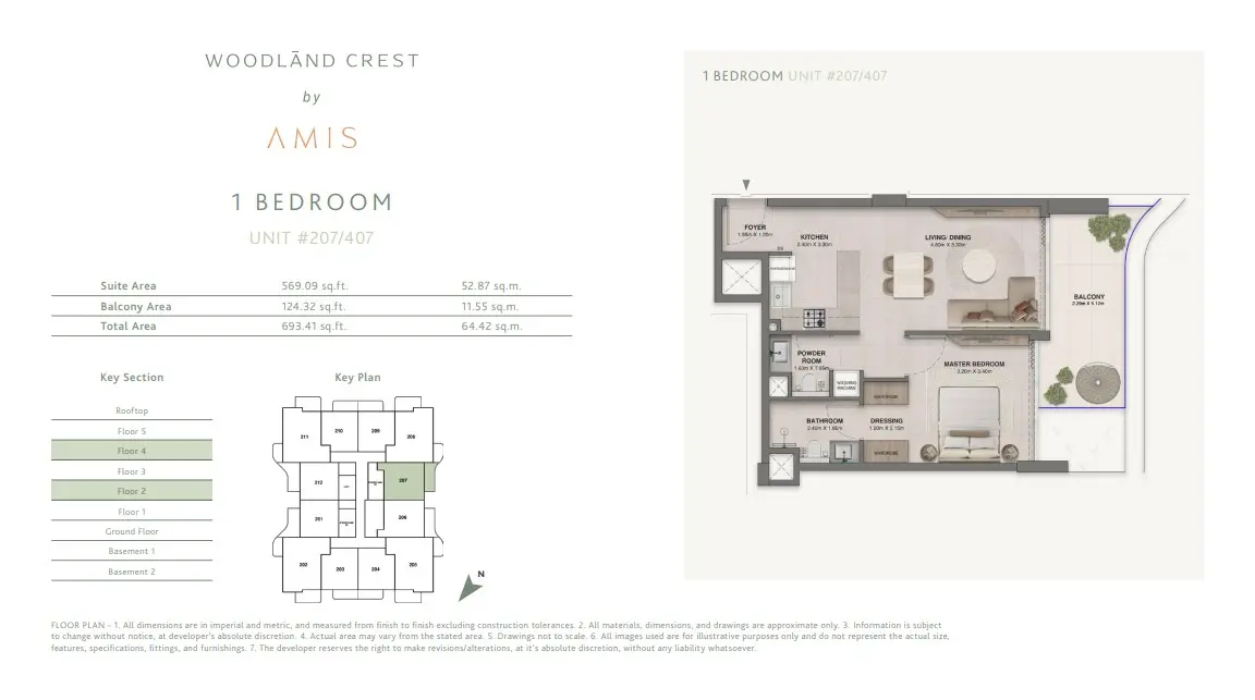 Floor plan for Unit 207/407
