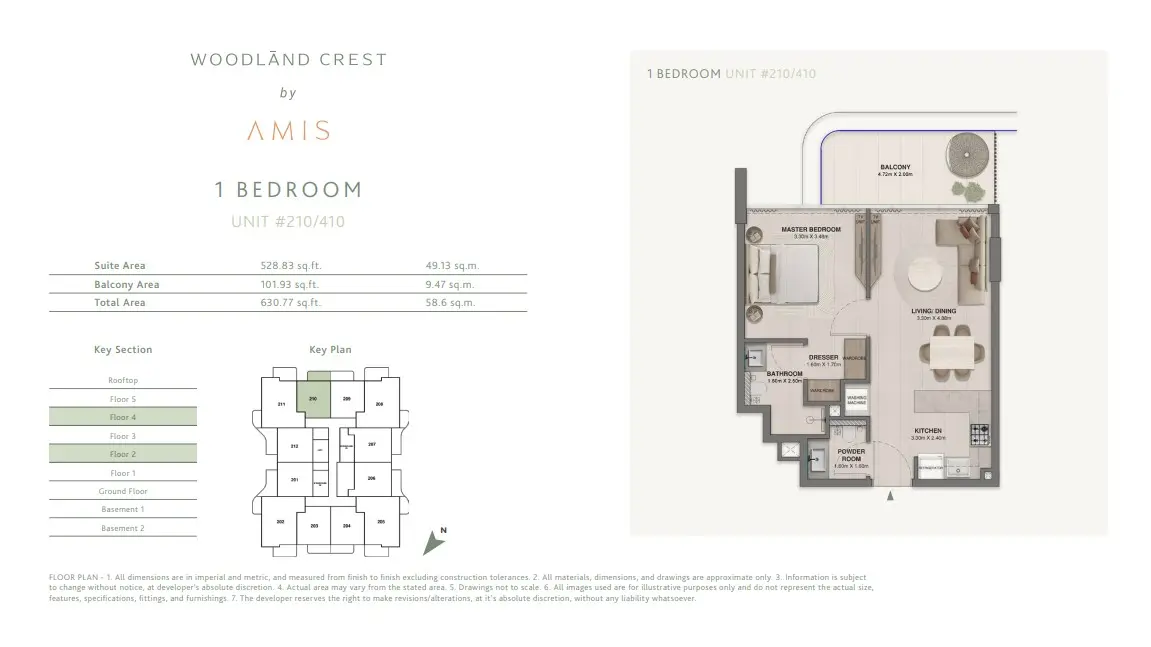 Floor plan for Unit 210/410