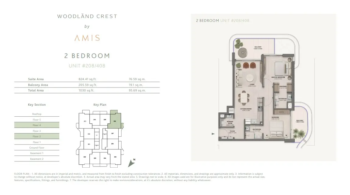 Floor plan for Unit 208/408