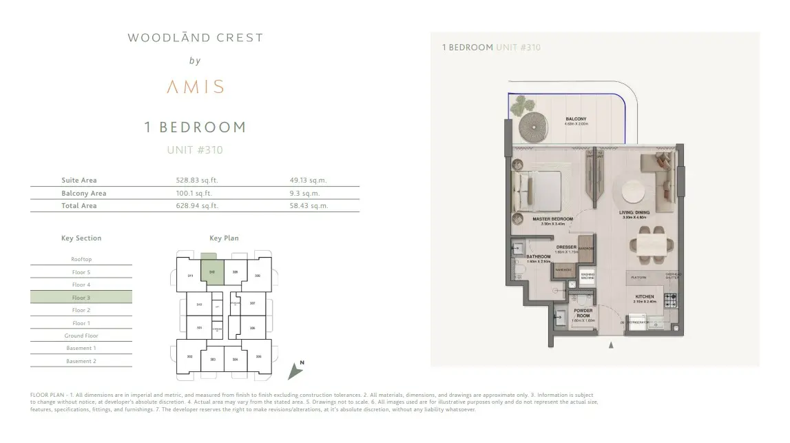 Floor plan for Unit 310