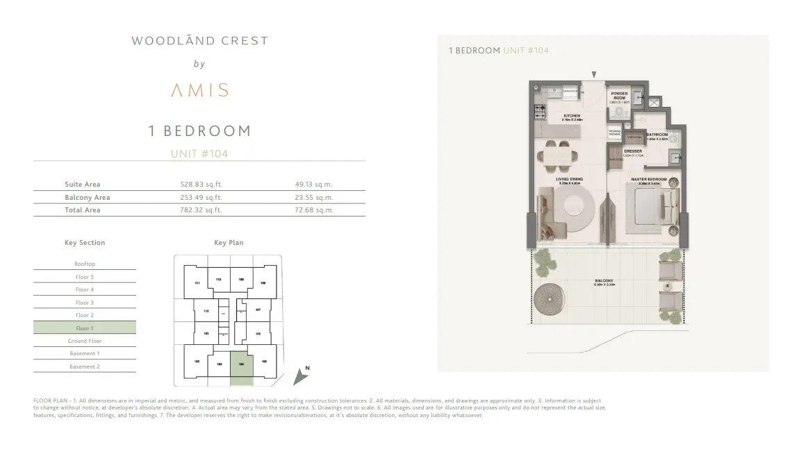 Floor plan for Unit 104