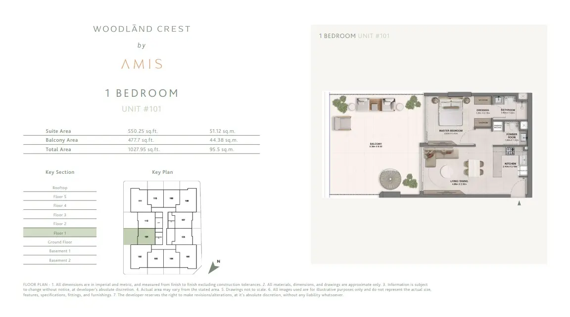 Floor plan for Unit 101