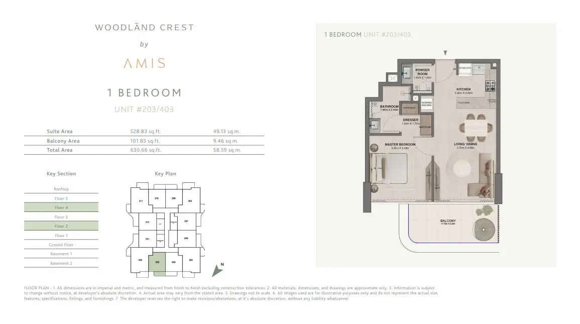 Floor plan for Unit 203/403