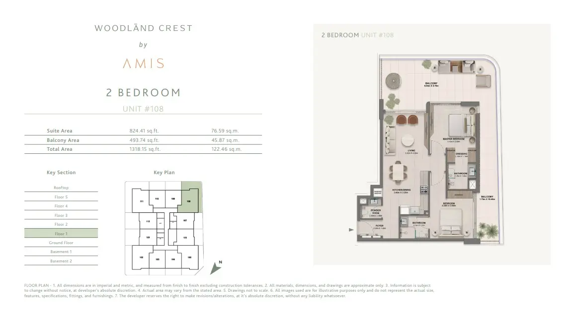 Floor plan for Unit 108