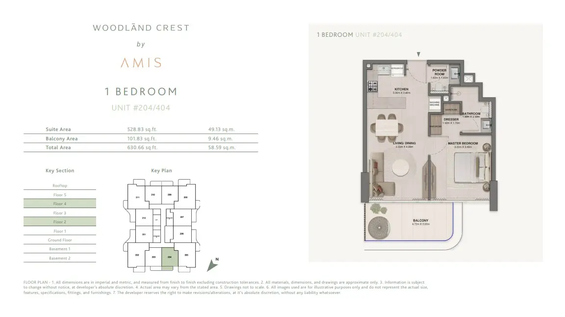 Floor plan for Unit 204/404