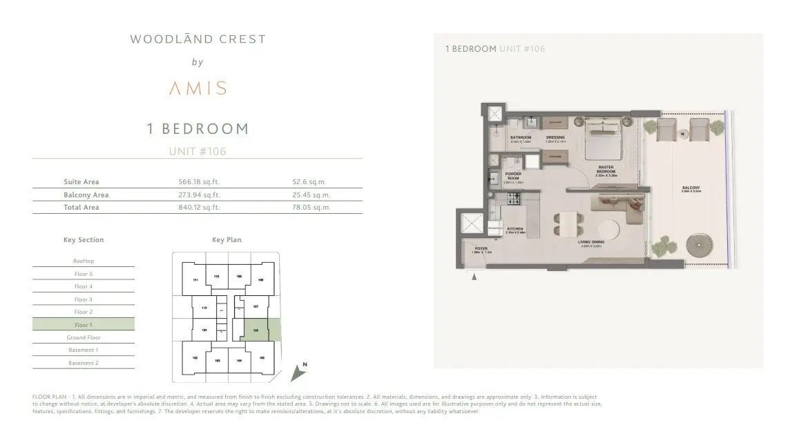 Floor plan for Unit 106