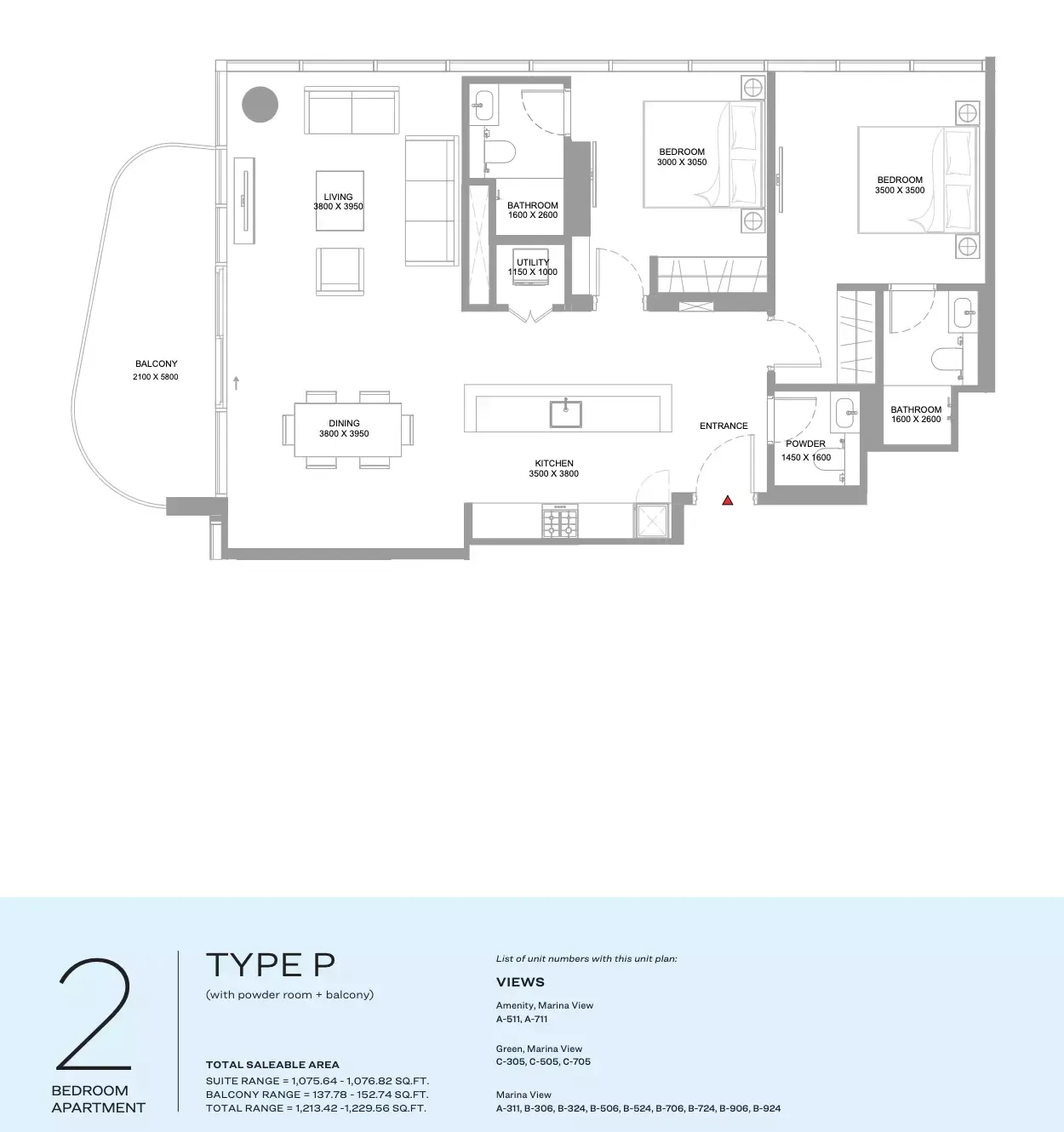 Floor plan for Type P
