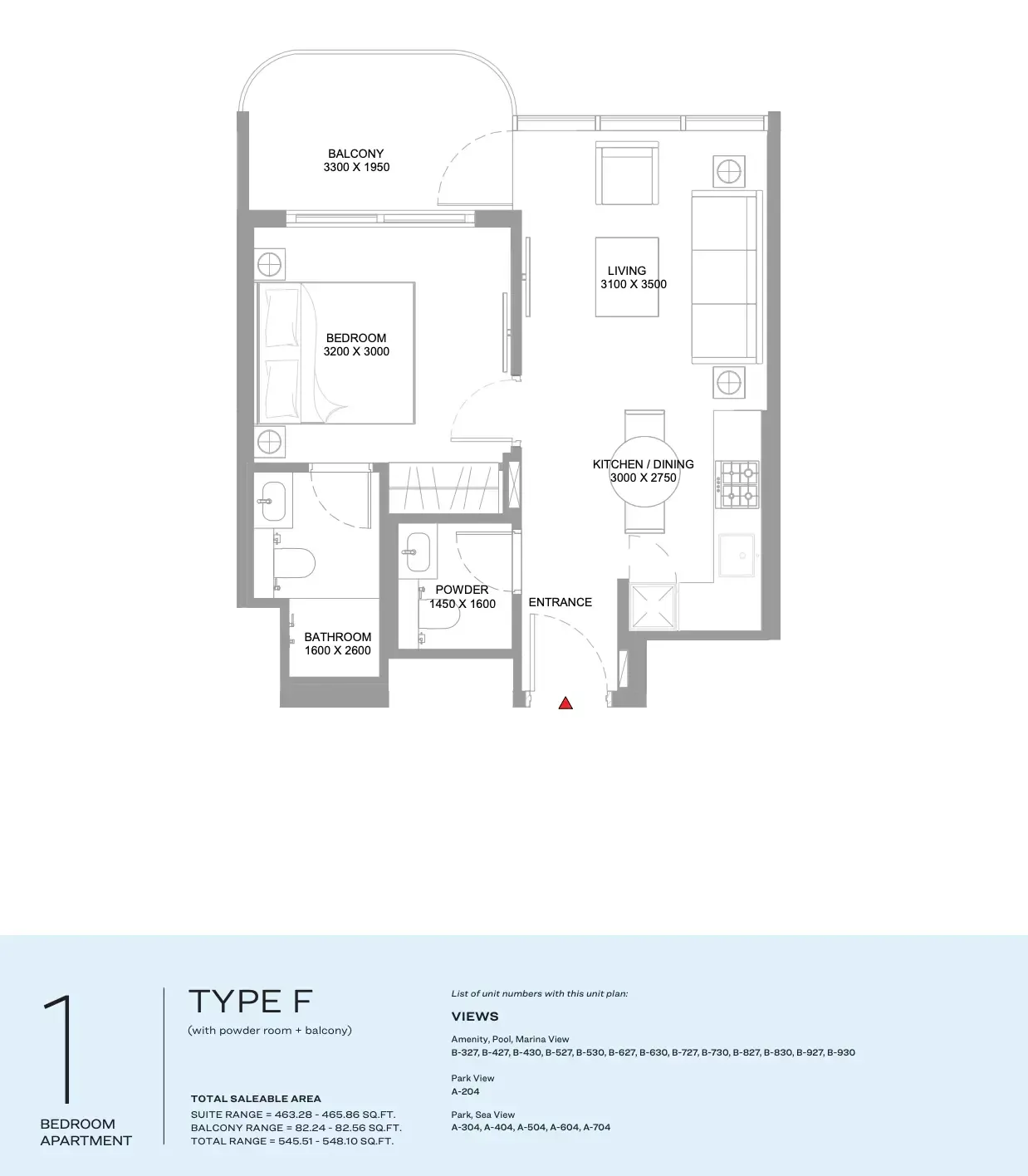 Floor plan for Type F