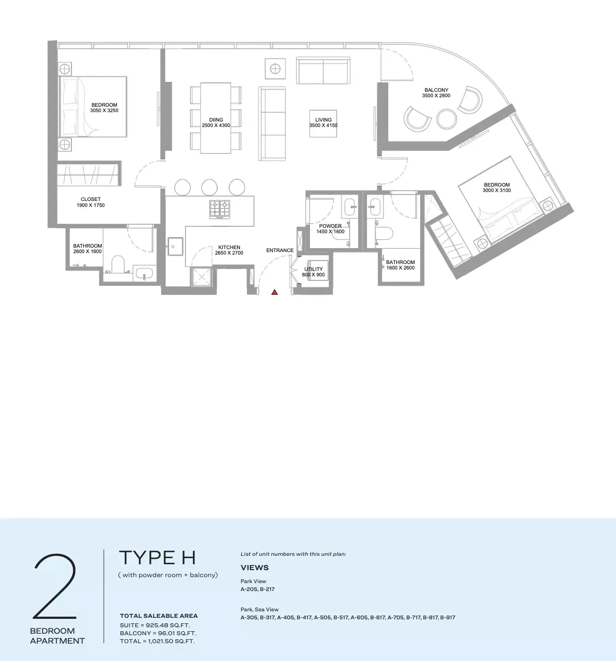 Floor plan for Type H