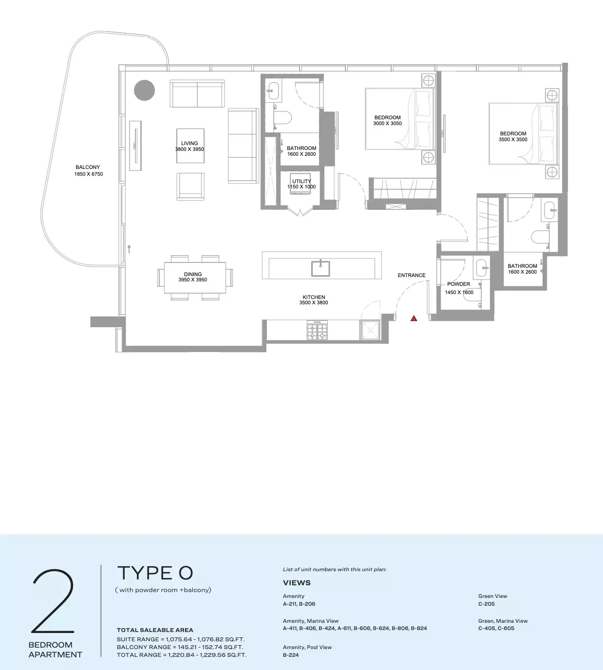 Floor plan for Type O