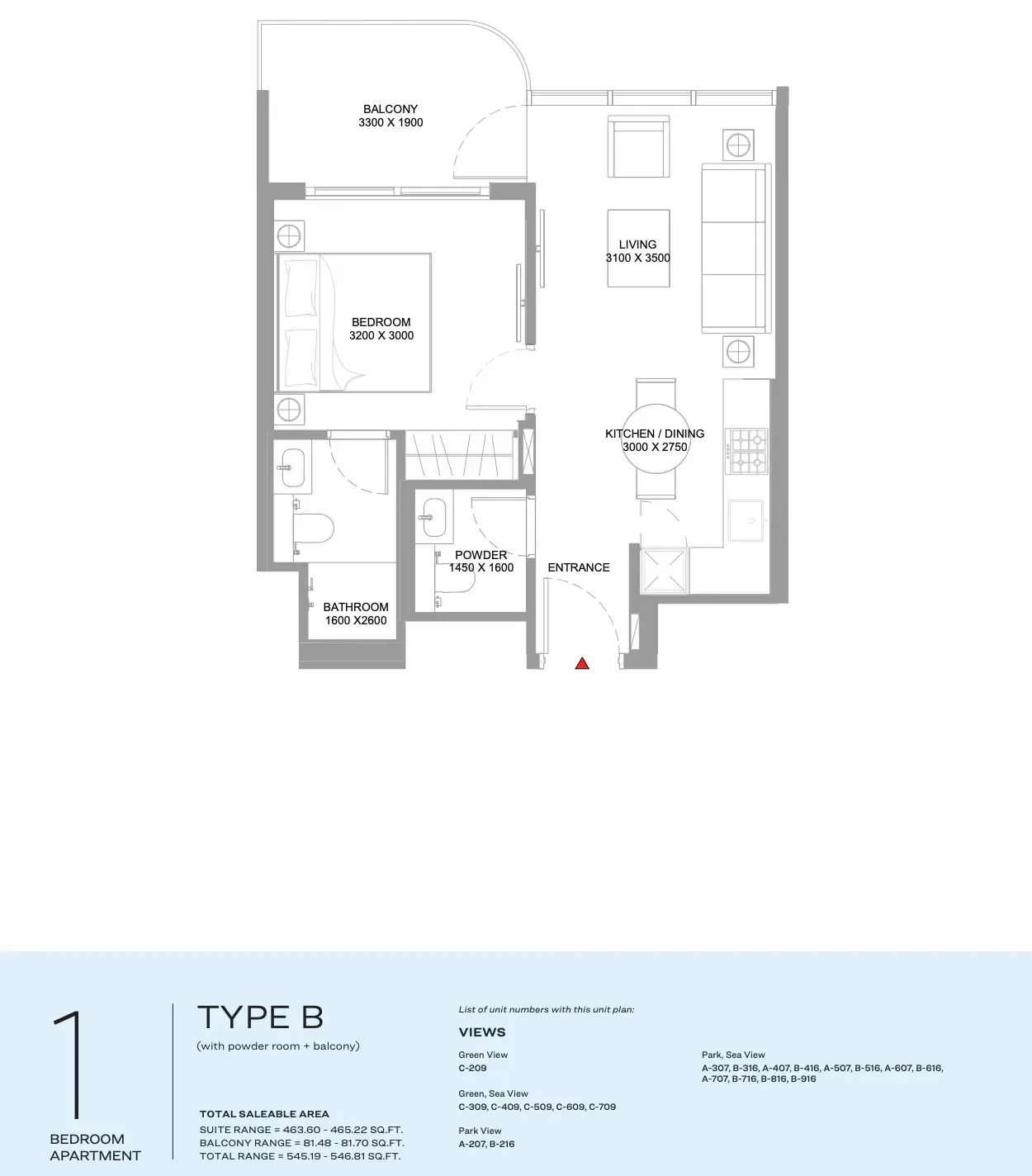 Floor plan for Type B