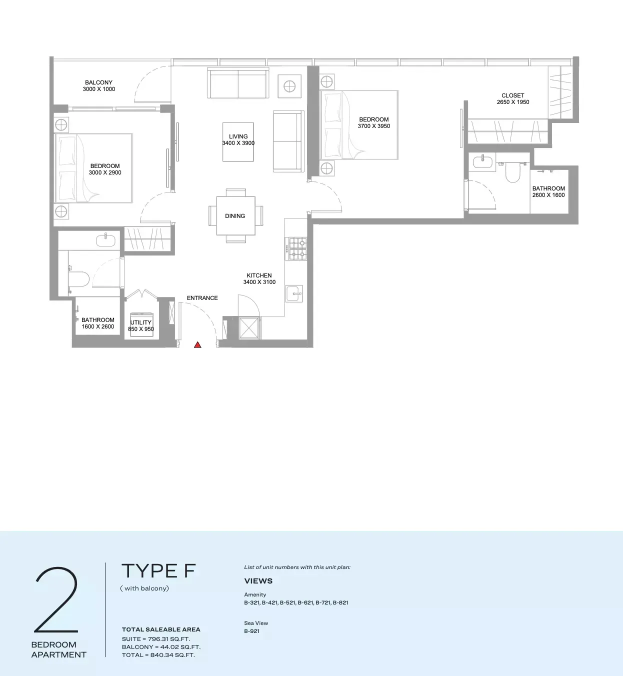 Floor plan for Type F