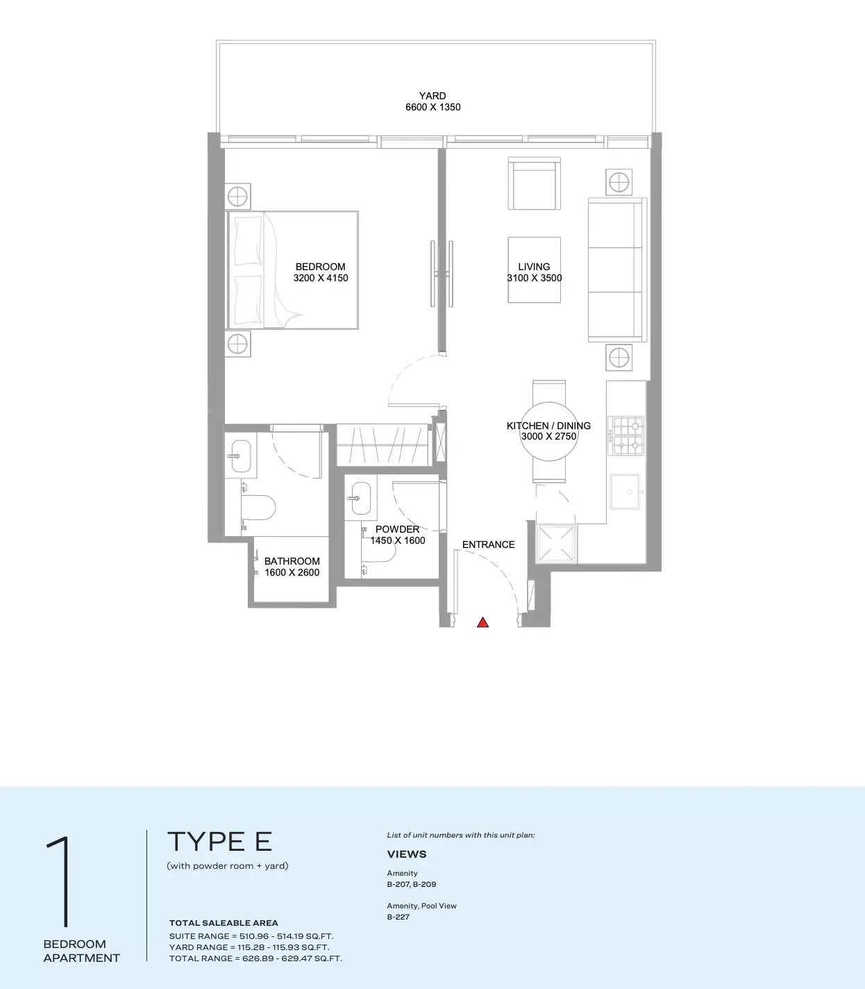 Floor plan for Type E