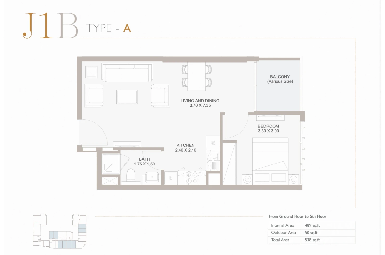 Floor plan for Type A-J