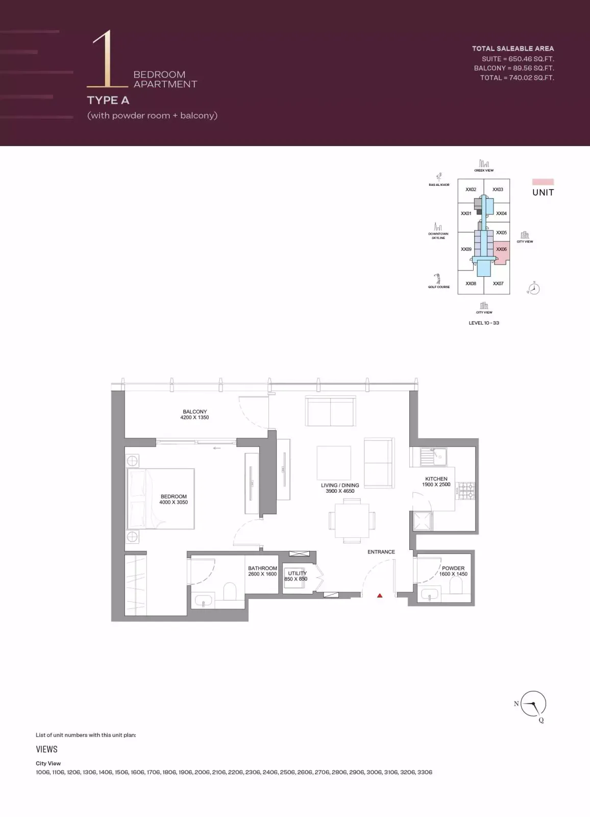 Floor plan for Type A